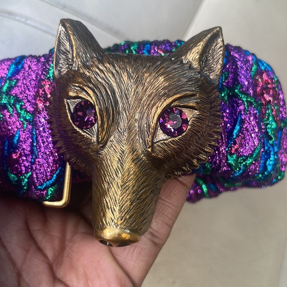 Gucci belt purple with Gucci head interlocks one size authentic - Picture 2 of 4